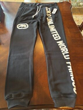 Ecko Unlimited Black Jogger Sweatpants with White Logo